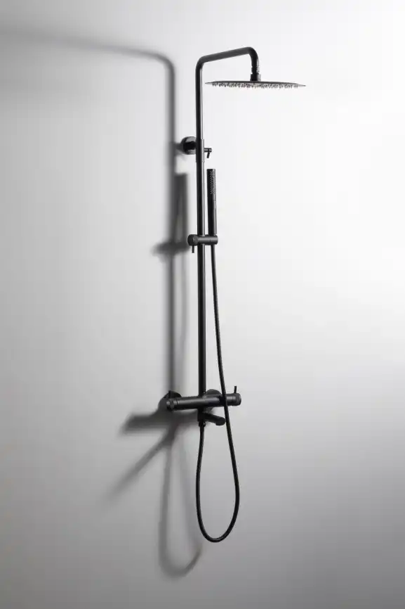 Душевая система Allen Brau Priority 5.31A10-31 для ванны с изливом, верхний и ручной душ, Черный матовый фото 8