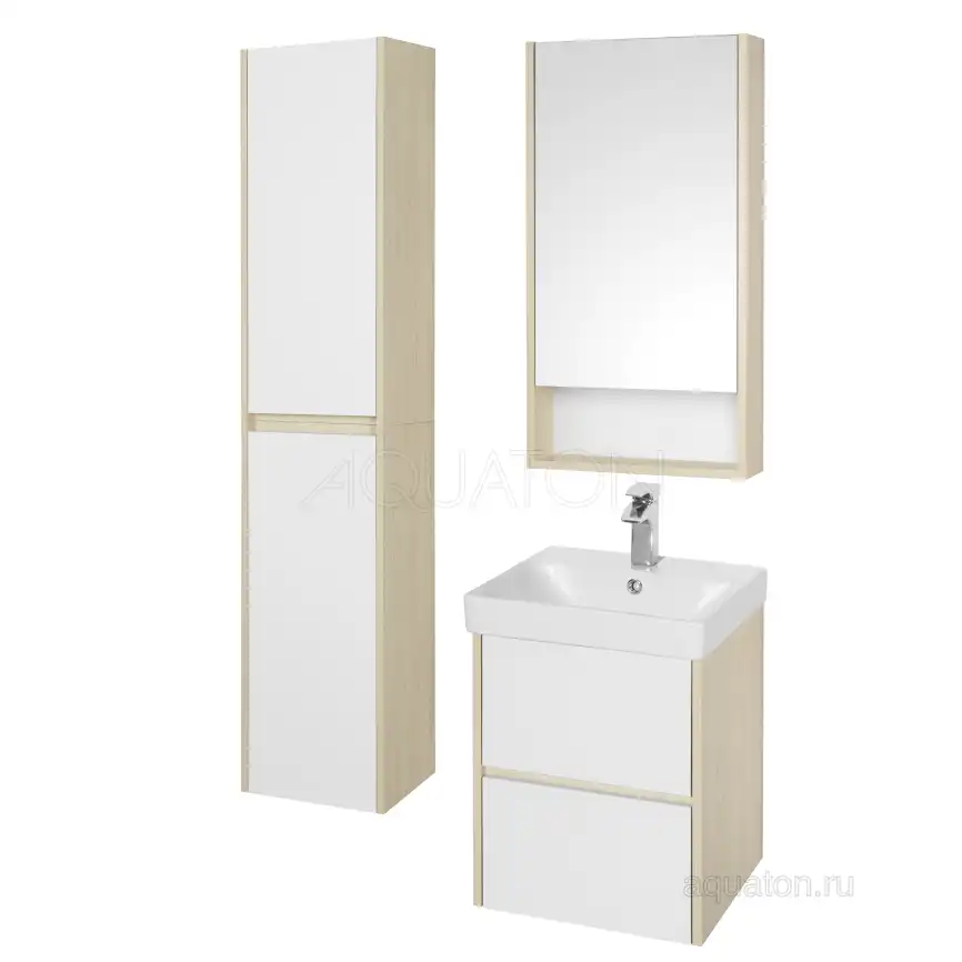 Тумба под раковину Aquaton Сканди 45 1A251601SDB20 подвесная цвет, белый / дуб верона фото 5