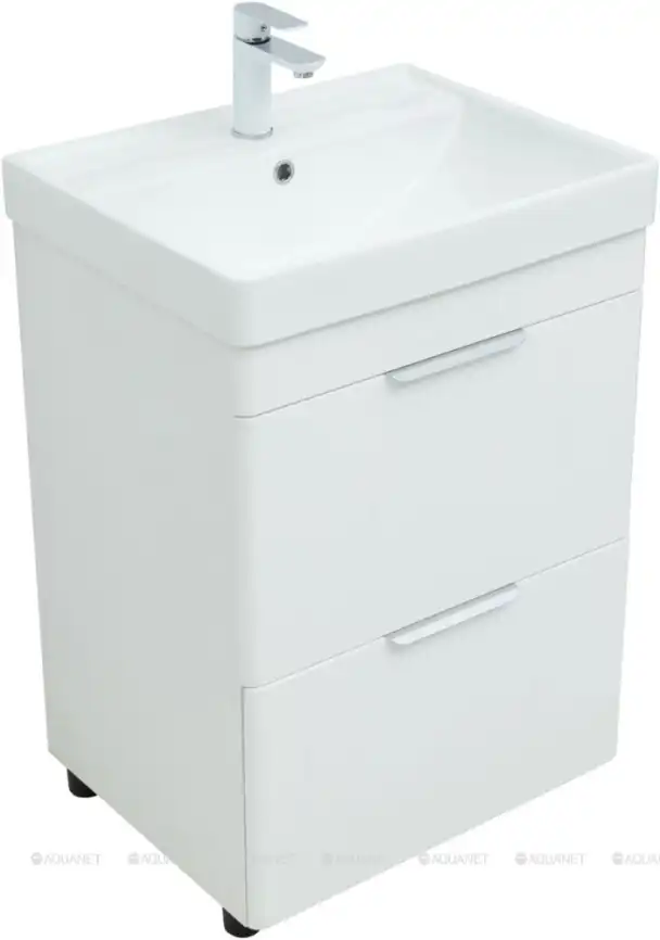 Тумба под раковину Aquanet Ирис new 60 белый глянец (2 ящика) 310152 фото 6