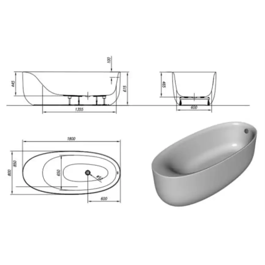 Акриловая ванна Kolpa San SOFT 180X80 BASIS 5840-01 фото 3
