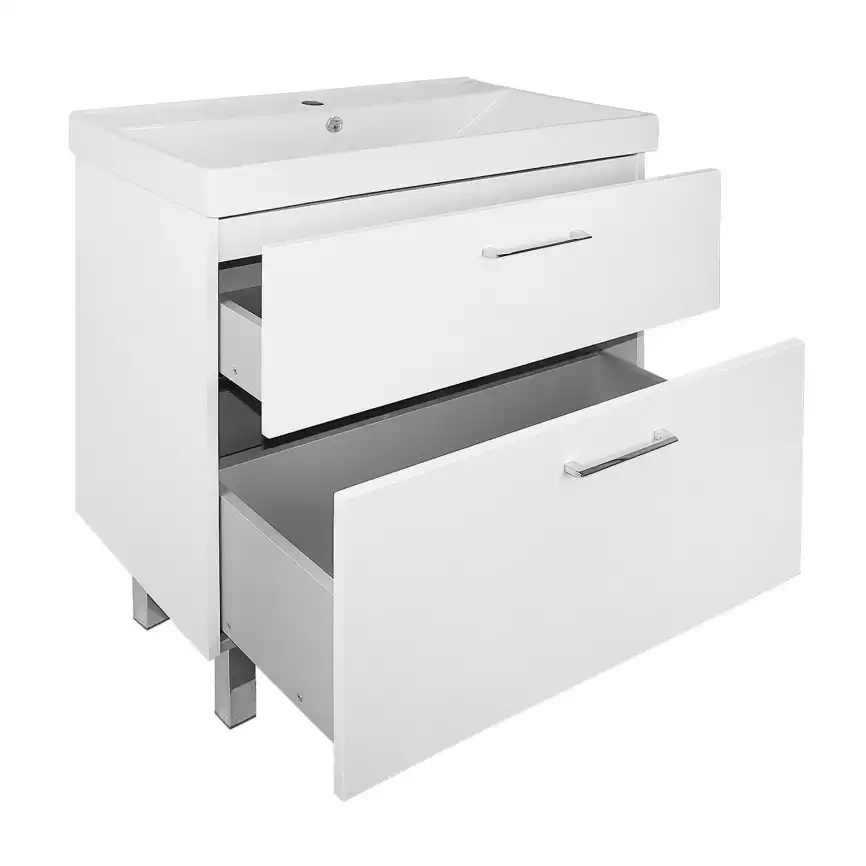 Тумба с раковиной Azario Ника 80 CS00091370, напольная, Белая глянцевая фото 3