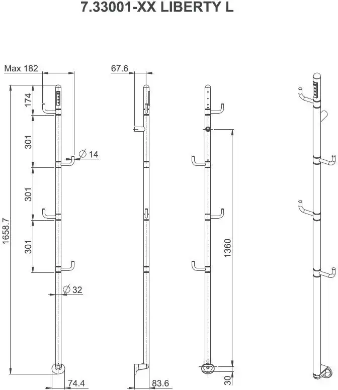 Полотенцесушитель электрический Allen Brau Liberty 1659х182 7.33001-31 черный матовый фото 2