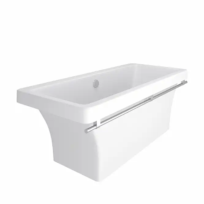 Ванна из литьевого мрамора  Aqua de Marco CRETE 179х79 с хромированным полотенцедержателем Белая 1180WCKRI фото 7