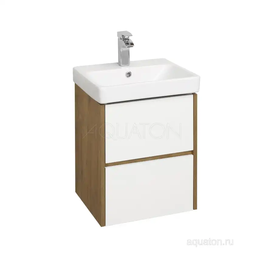 Тумба под раковину Aquaton Сканди 45 1A251601SDZ90 подвесная цвет, белый / дуб рустикальный фото 1