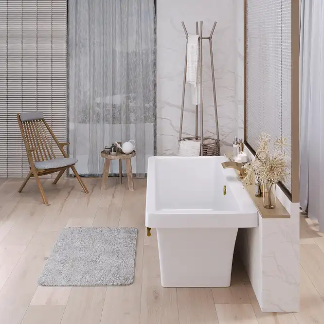 Ванна из литьевого мрамора  Aqua de Marco CRETE 179х79 с бронзовым полотенцедержателем Белая 1180WBKRI фото 4