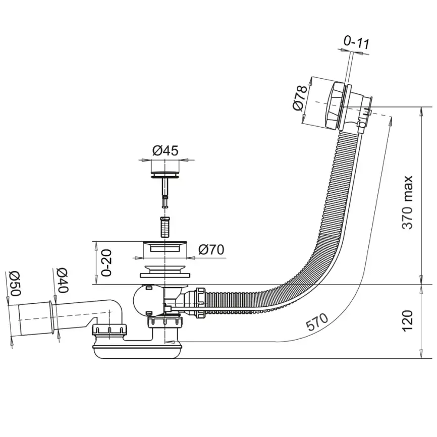 Слив-перелив WHITECROSS 60 см. (брашированный никель) фото 2
