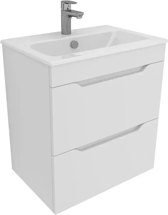 Тумба под раковину Aquanet Практика 60 белый матовый (2 ящика), 330457 фото 1