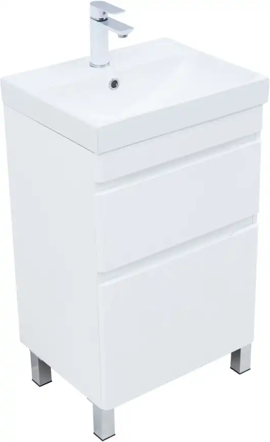 Тумба под раковину Aquanet Слим 50 напольная, белый сатин, 346041 фото 5